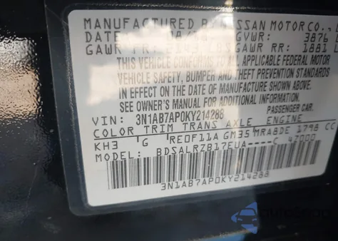 2019 Nissan Sentra Sr from USA, damaged, VIN 3N1AB7AP0KY214288